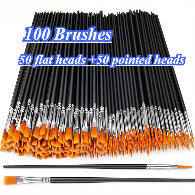 100pc Nylon Paintbrush Set