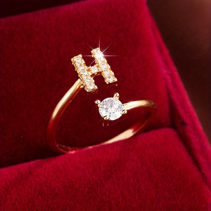 Adjustable Letter Zirconia Copper Ring