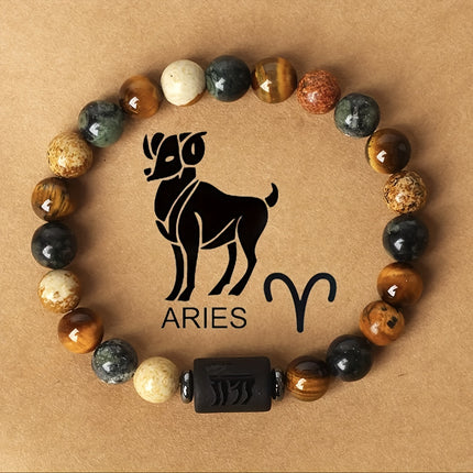 Men's Zodiac Stone Beaded Bracelet