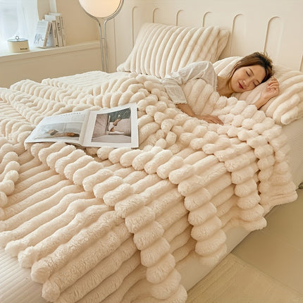 Champagne Plush Throw Blanket – Soft All-Season Comfort - Monti Bargains