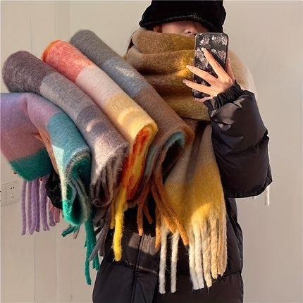 Boho Rainbow Tassel Chunky Scarf