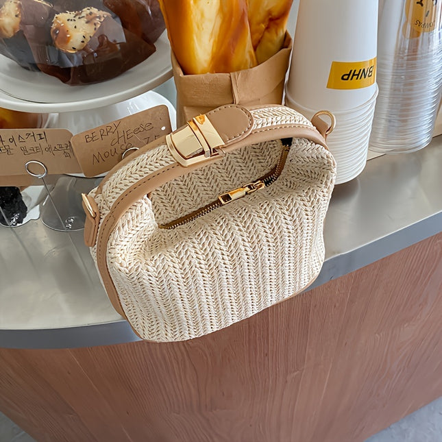 Trendy Rattan Crossbody Beach Bag