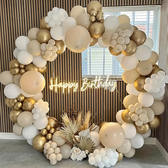 128pcs Retro Sand & Blue Latex Balloons – Perfect for Celebrations