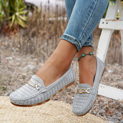 Women's Retro Metal Button Loafers