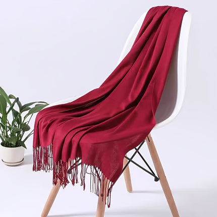 Elegant Plain Color Tassel Scarf