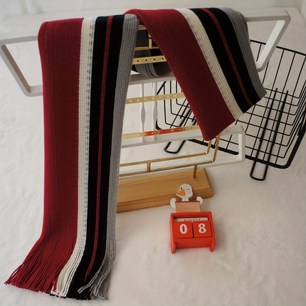 Men’s Striped Tassel Acrylic Scarf