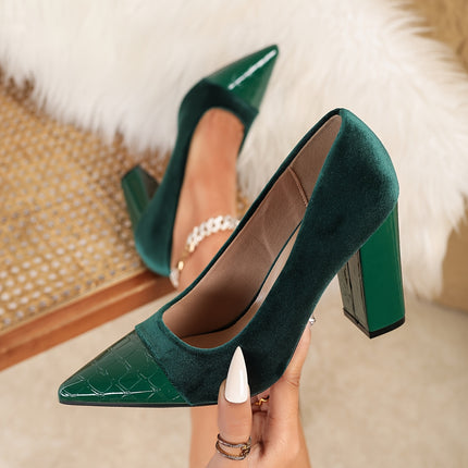 Embossed Flannel High Heel Pumps