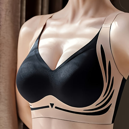 Seamless Color Block Wireless Bra
