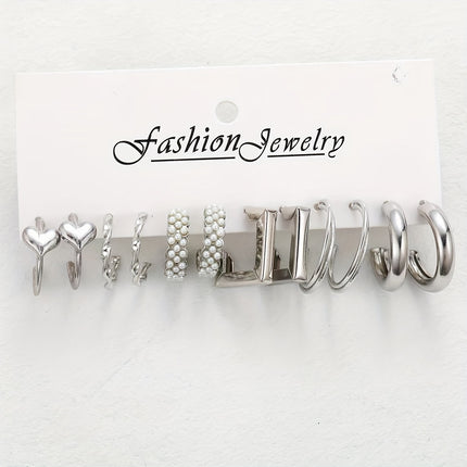 Punk Retro Circle Love Earrings Set
