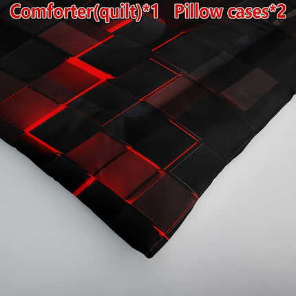 Black & Red Plaid Quilt Set - Stylish & Cozy Bedding