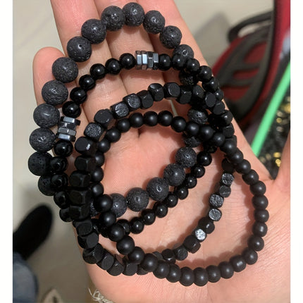 4pcs Men's Natural Stone Bracelet Set