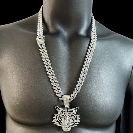 Iced-Out Tiger Head Necklace