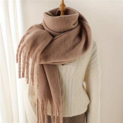 Luxurious Cream Tassel Scarf for Women
