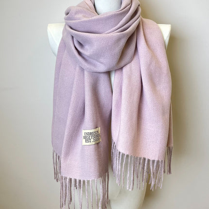 Double-Sided Two-Color Tassel Scarf