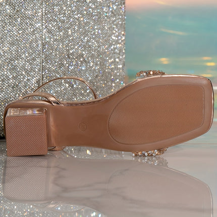 Champagne Cross-Strap Fashion Heels