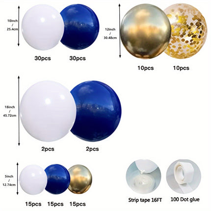 131pcs Navy Blue & Gold Balloon Arch – Elegant Party Decor