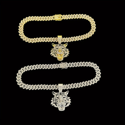 Iced-Out Tiger Head Necklace