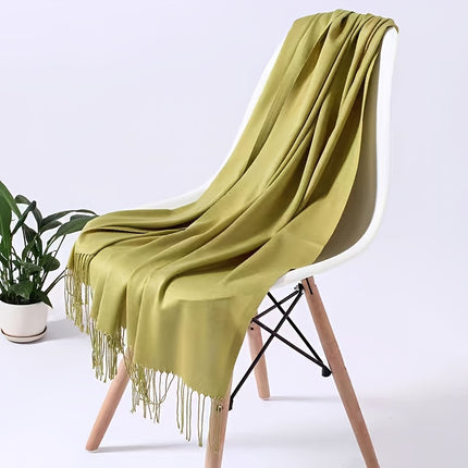 Elegant Plain Color Tassel Scarf