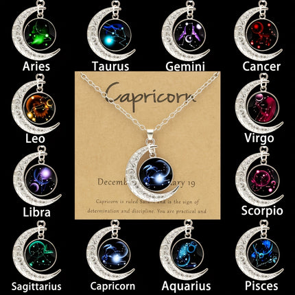 Luminous Zodiac Cross Pendant Necklace
