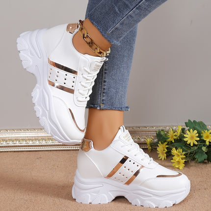 Women's White & Rose Gold Sneakers