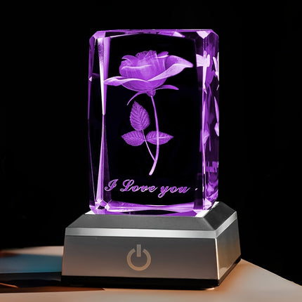 3D Rose Crystal LED Lamp - Romantic & Memorable Gift