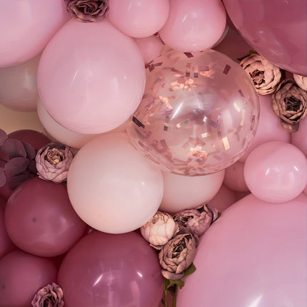 Elegant Gray & Pink Balloon Arch for Women’s Celebrations