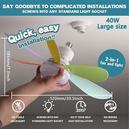 Ceiling Fan Light with Remote – 3-Speed Dimmable Fan