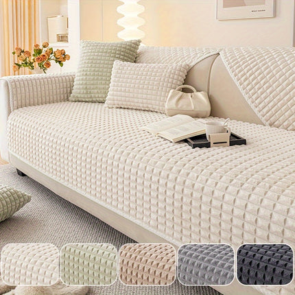Plaid Plush Sofa Cover - Warm, Soft, Pet-Friendly Protector