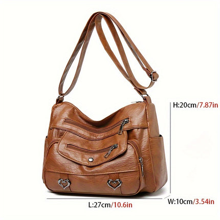 Retro Heart Decor Crossbody Bag