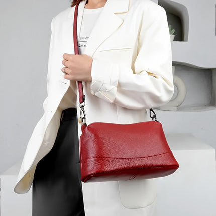 Chic Red Leather Crossbody Bag