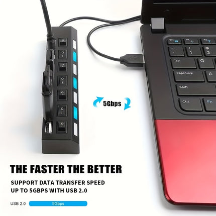 4-Port/7-Port USB Hub with Independent Switch – Universal Adapter - Monti Bargains