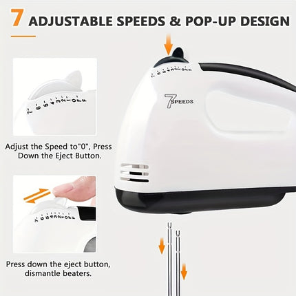 7-Speed Electric Hand Mixer - Perfect for Baking & Cooking