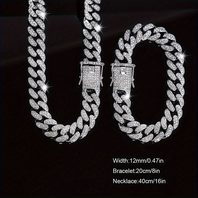 2pcs Exquisite Cuban Link Jewelry Set