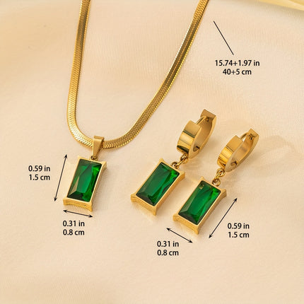Green Zirconia Snake Bone Necklace Set