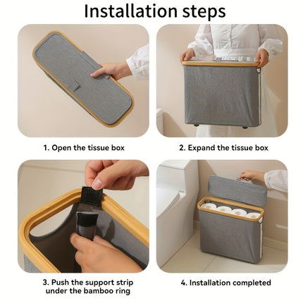 Bamboo Toilet Paper Holder with Lid