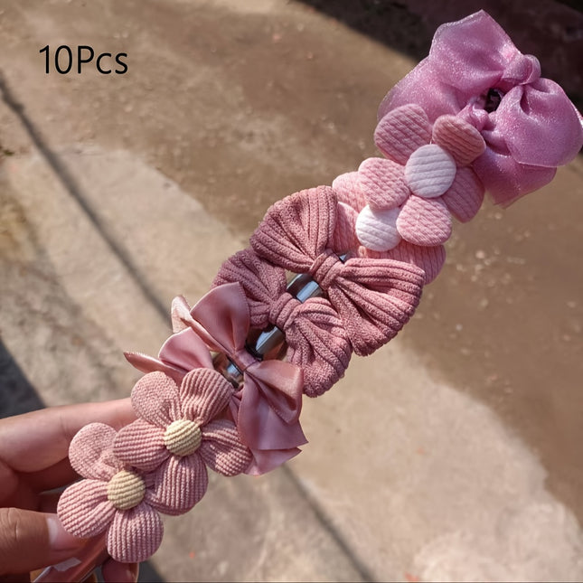 10pcs Bowknots & Floral Hair Bands