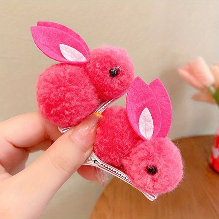 2pcs Plush Rabbit Hair Clips for Girls