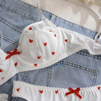 Heart Print Lingerie Set with Bow
