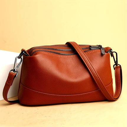 Elegant Red Leather Crossbody Bag