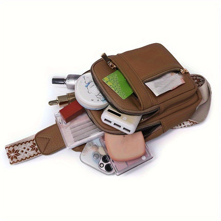 Vintage Multi-Pocket PU Leather Chest Bag