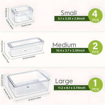 7/14pcs BPA-Free Stackable Fridge Bins