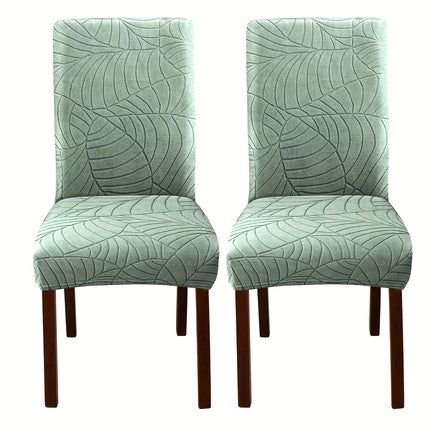 Leaf Jacquard Dining Chair Covers - Stretchy & Non-Slip