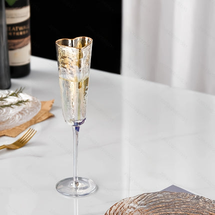 Elegant 5.54oz Champagne Flute with Gold-Plated Heart Design