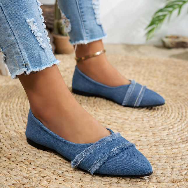 Chic Denim Pointed-Toe Flats