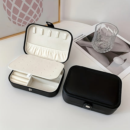 Double-Layer Faux Leather Jewelry Organizer