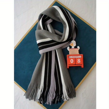 Men’s Striped Tassel Acrylic Scarf