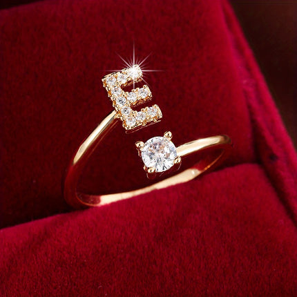 Adjustable Letter Zirconia Copper Ring