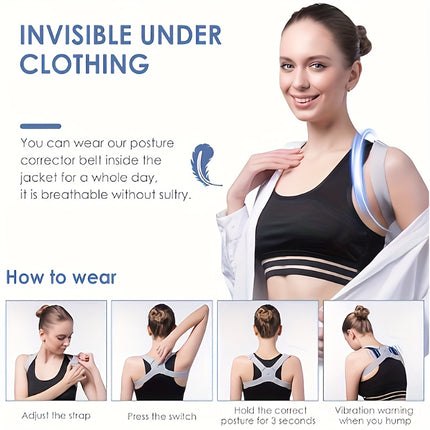 Smart Posture Corrector with Vibration Reminder - Adjustable Support