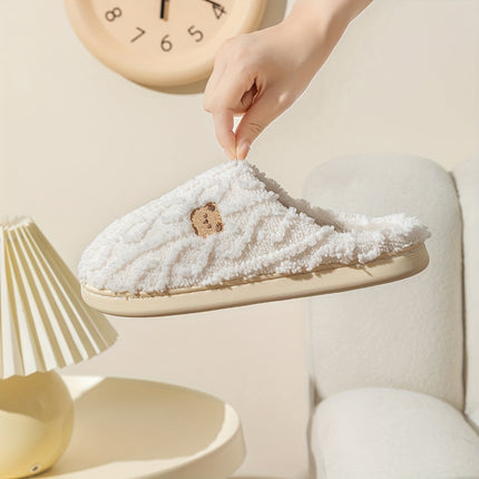 Cozy Striped Bear Print Slippers