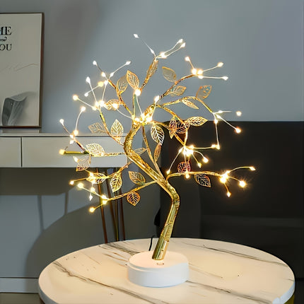 Golden Leaf Tree Lamp - LED Copper Wire Touch Light
